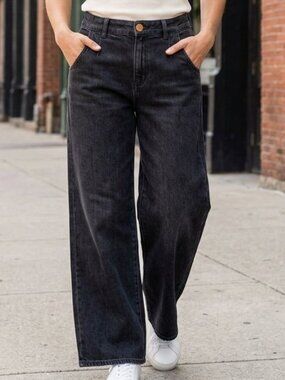 Wit & Wisdom Women's Wide Leg Soft Black Denim Jeans Size 6 Baggy